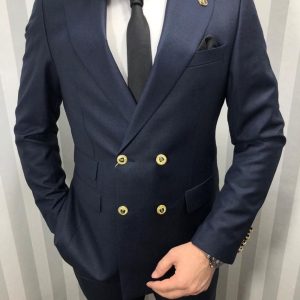 کت و شلوار اورجینال برند Massaro مدل Kruvaze Slim Fit Takım Elbise کد 733202477